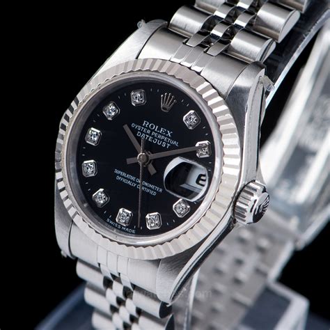 rolex oyster perpetual black face diamonds